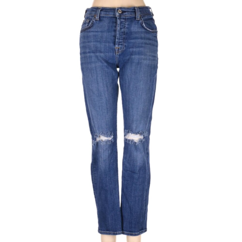 7 For All Mankind High Waist Josefina Jeans Distressed Medium Wash Size 26